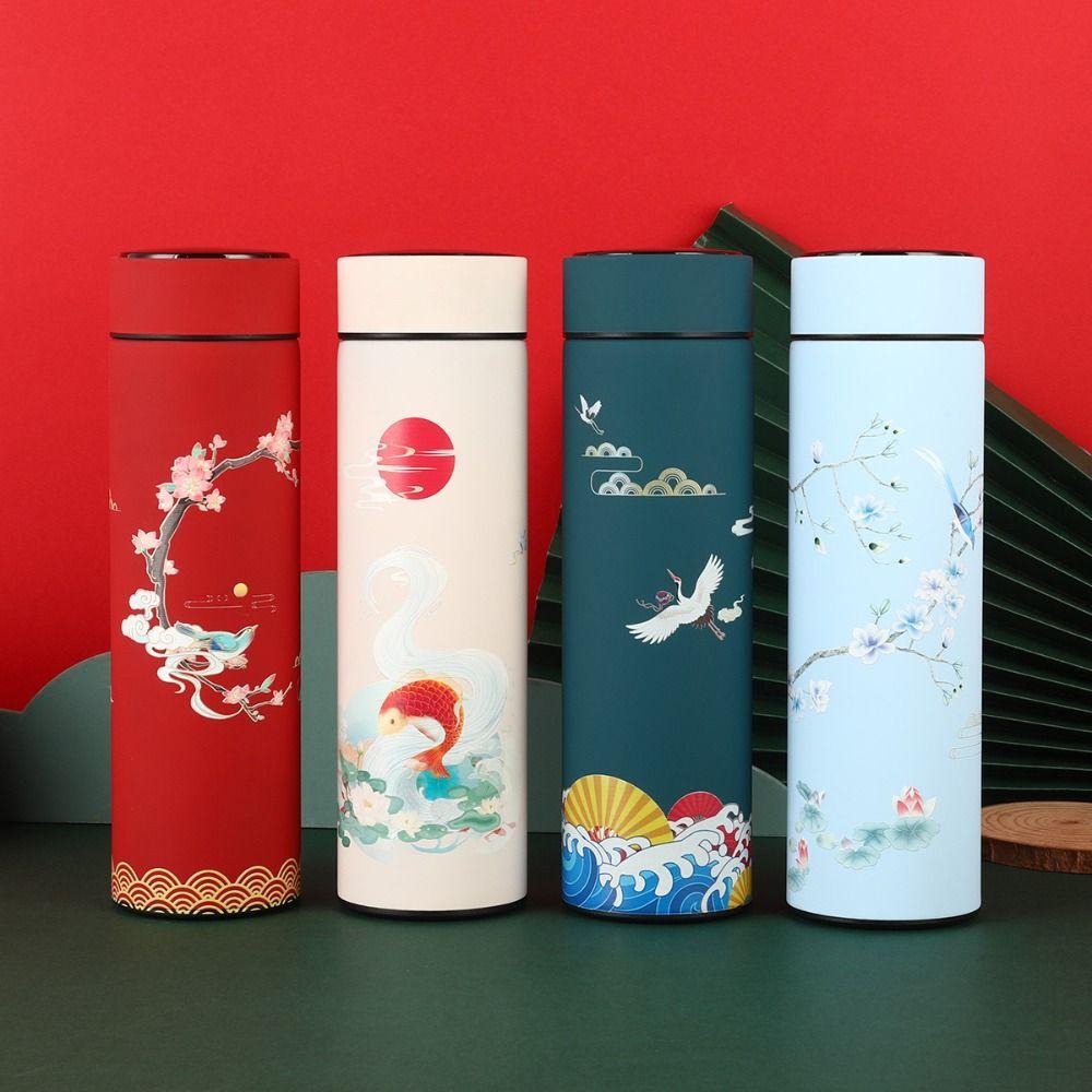 Stainless Steel Digital with Lid Chinese Style Thermos Cup Vacuum Flask Water Bottle Coffee Tumbler