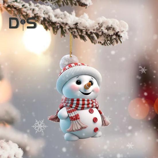5 Pcs Christmas Snowman Pendant Acrylic Cartoon Snowman Hanging Ornaments Holiday Christmas Tree Hanging Snowmen for Home Decor