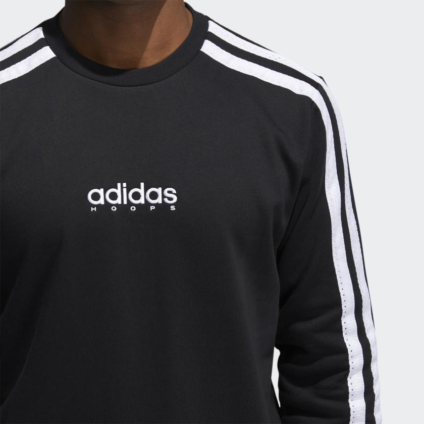 Adidas Contrast Stripe Logo Crew Neck Sweatshirt Men Sweatshirt Black GN5122