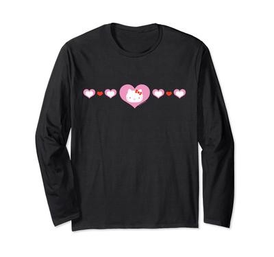 Футболка с длинным рукавом Hello Kitty, дизайн США, сердце, розовая