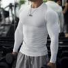 Men's American-Style Quick-Dry Fitness Tights & Long-Sleeve Slim Sports Training T-Shirt with Printed Logo
