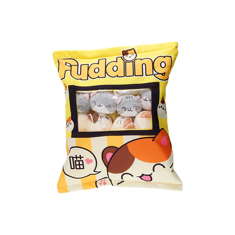 Cute Cat Snack Pillow Pudding Decorative, Stuffed With Mini Animal Cat Dolls Pudding Plush Toy Kawaii Plush Pillow Gifts