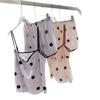 Ice silk pajamas women's summer girl pure desire suspender shorts set pajamas women's simple polka dot sexy loungewear