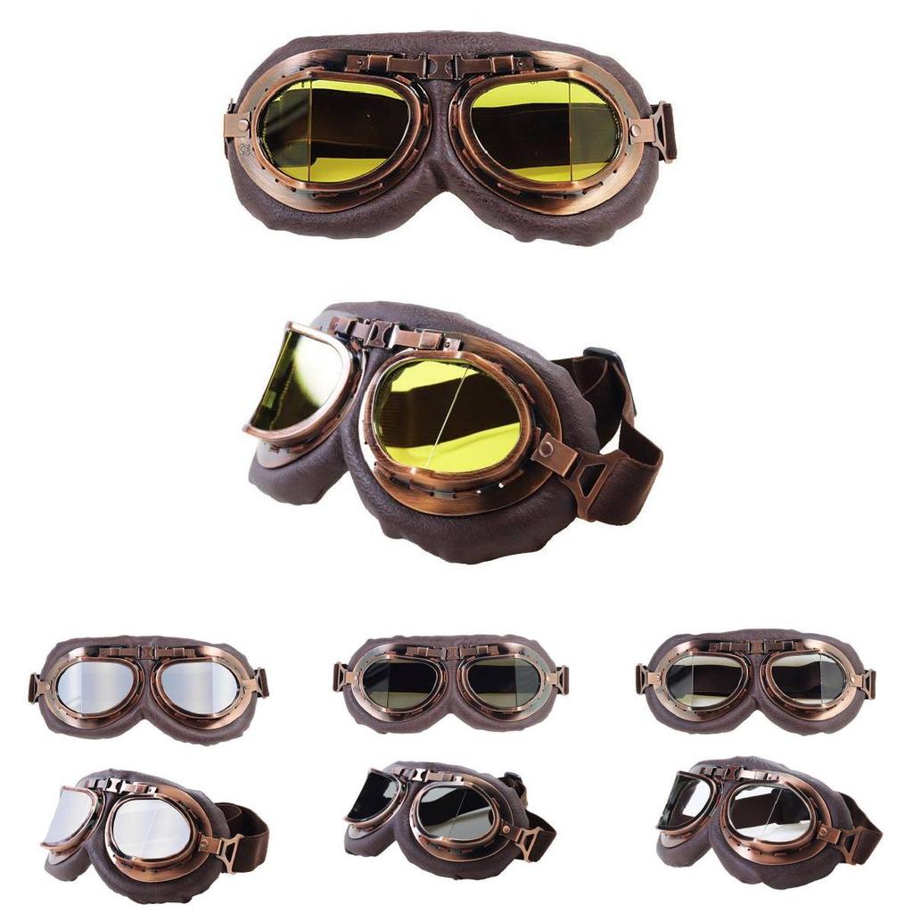 Vintage Style Riding Goggles With Pc Frame And Colored Lens For Motorcycle Enthusiasts