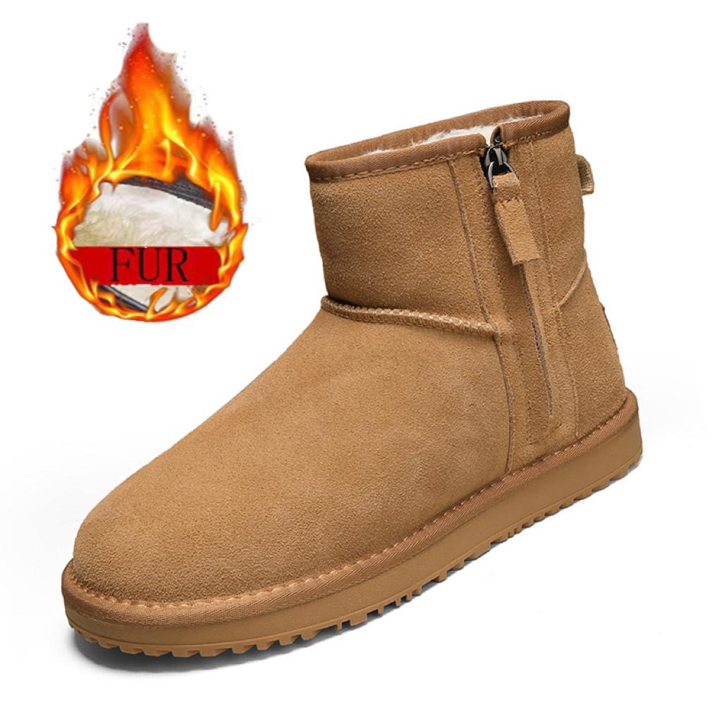 Мужские новые классические мужские зимние короткие ботинки из натуральной замши с меховой подкладкой, плюшевые утепленные нескользящие удобные ботинки