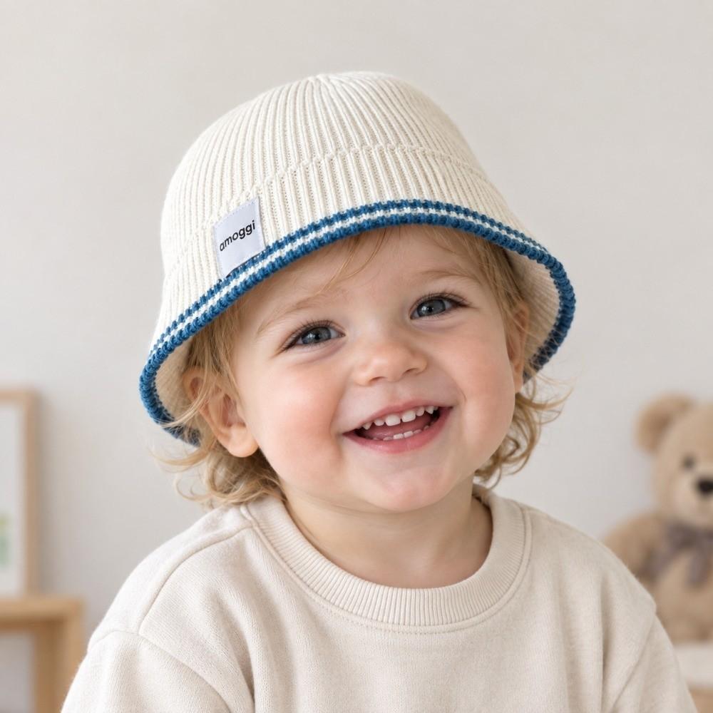 Windproof Kids Knit Hat Solid Color Fisherman Cap Cute Baby Bucket Hat Boys