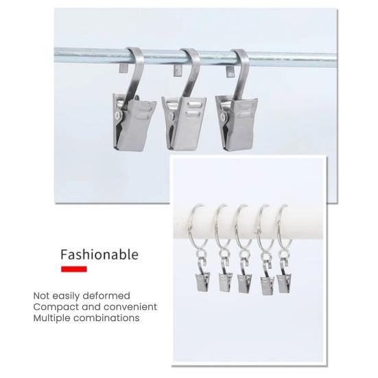 20 шт. Крючки-клипсы из нержавеющей стали, Устойчивые к ржавчине, Устойчивые к атмосферным воздействиям, Многоцелевые, Вешалки для штор, гирлянд, S-образные крючки