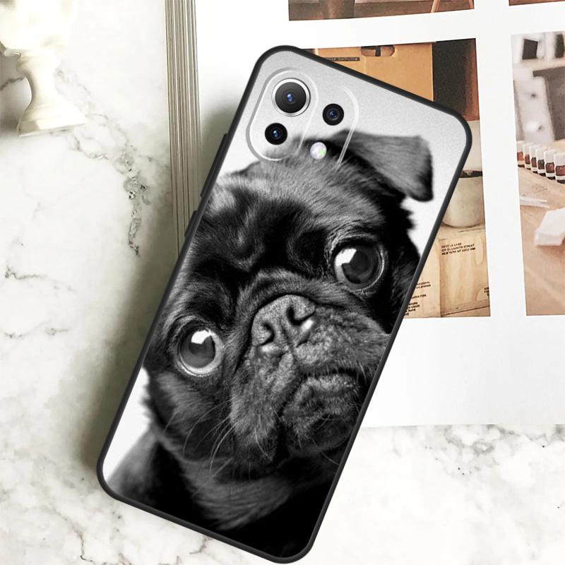Милый Чехол с Собакой Мопс Черный Для Xiaomi 14 Pro 13 Ultra 11T 12T 13T 12 Lite POCO X6 Pro M6 X3 X4 X5 M5s F3 F5