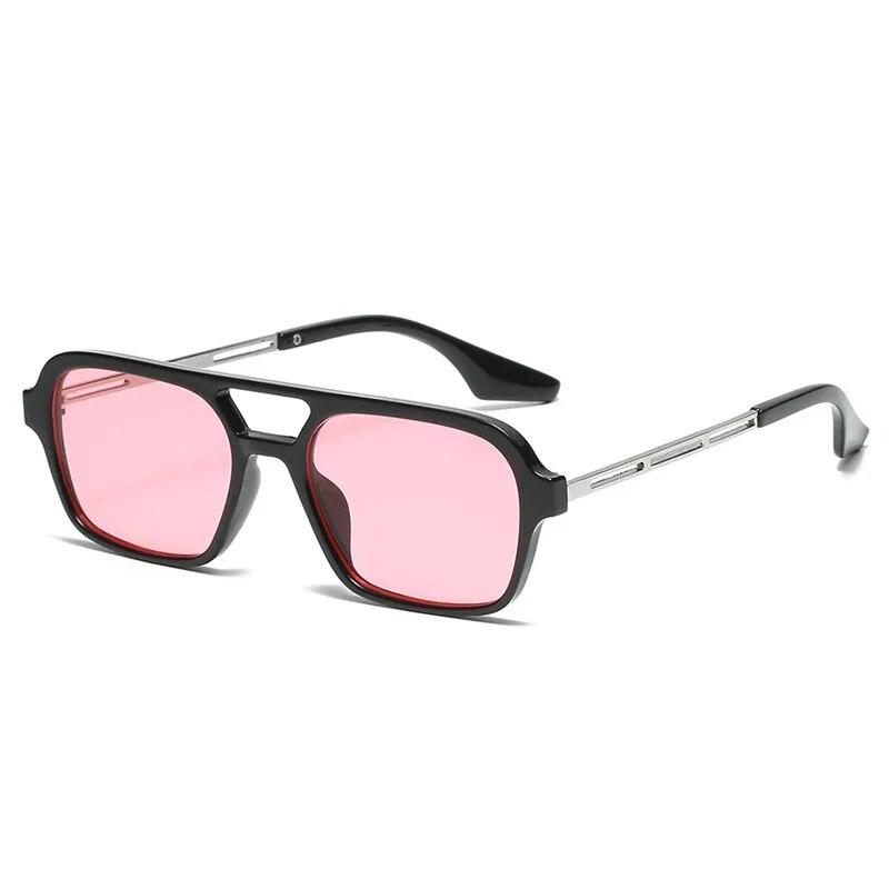 Retro Double Bridges Women Pilot Sunglasses Fashion Pink Gradient Eyewear Trending Hollow Leopard Blue Sun Glasses Men Shades