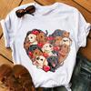 Pug Dog Animal Print Tshirt Women Labrador Heart Valentines Day Gifts For Dog Lovers T Shirt Femme Funny Female T-Shirt Tops