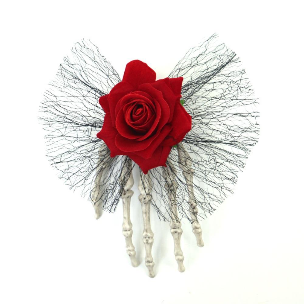 Cloth Ghost Claw Hair Clip Flower Halloween Headwear Skeleton Hand Rose Hairpin Children