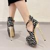 Liyke Summer Summer Platform High Heels Pumps Sandal Women Sexy Snake Print Peep Toe Buckle Strap Ladies Banquet Dress Shoe
