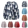 Ladies' Fashionable Casual Long Sleeved Christmas Printed Round Neck Knitted Yarn