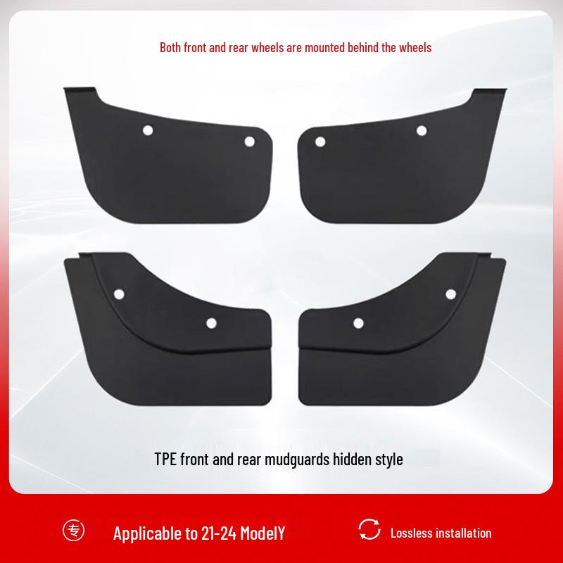 Брызговики Tesla Model Y/3 Рестайлинг: Брызговики TPE для переднего и заднего колеса без сверления