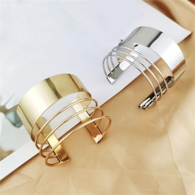 Модный многослойный полый дизайн, браслет в стиле панк, металлический браслет с открытием, регулируемый женский браслет, ювелирное изделие, подарок