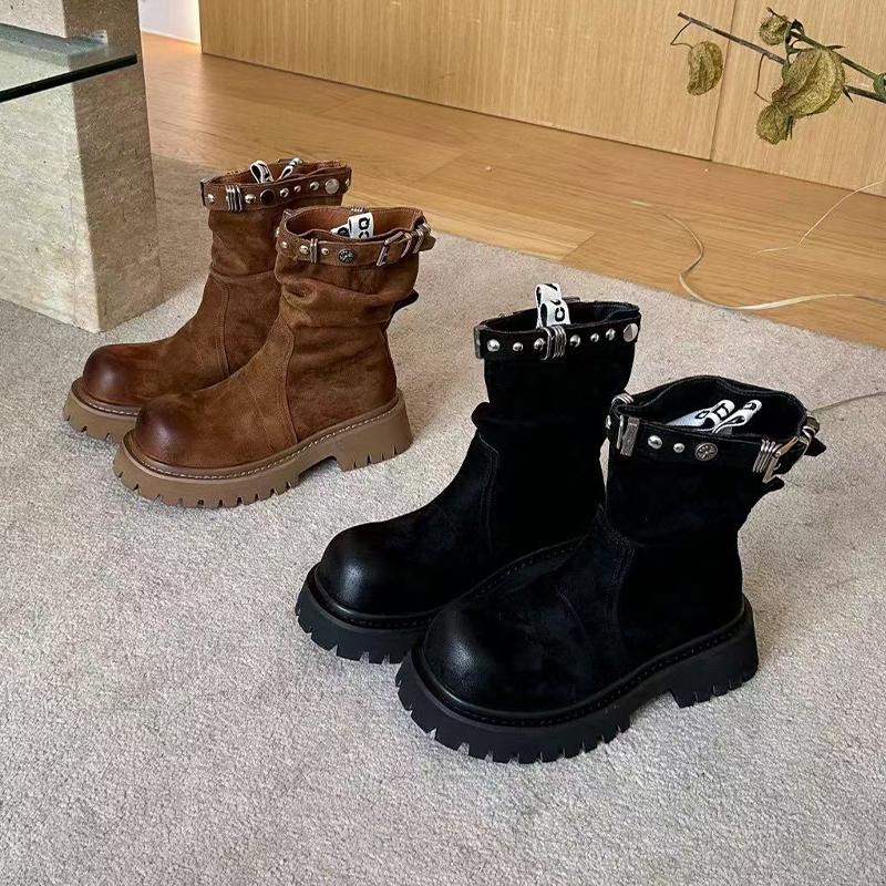 Модные женские ботильоны на платформе и среднем каблуке 2025 года, трендовые брендовые повседневные уличные ботинки челси, зимние новые модные туфли-лодочки Mujer Botas