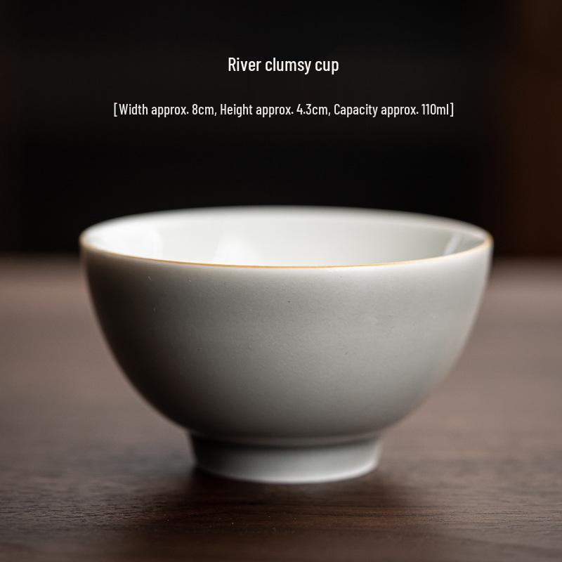 Japanese Handmade Ice Ash Glaze Ceramic Teacup - Gongfu Tasting Aroma Cup 