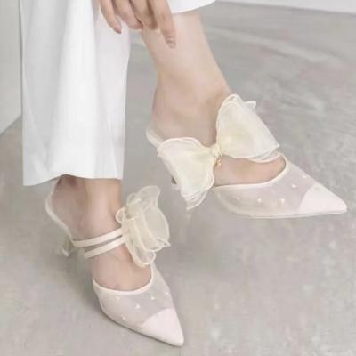 Модная женская обувь 2025 Новые летние женские тапочки с закрытым носком Модные уличные Бестселлер Платье Горячая распродажа Сетка Элегантные высокие каблуки