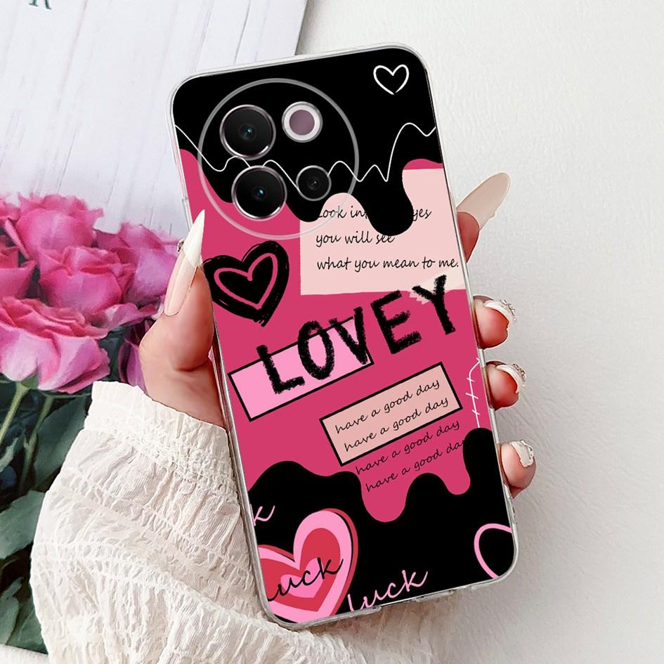 For Vivo V40 Lite 5G Case Transparent Silicone Soft TPU Back Cover Lovely Heart Case For Vivo V40Lite 5G V2341 Shockproof Bumper