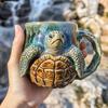 Octopus Coffee Mug 3D Sea Turtles Mermaids Whales Dolphin Water Cup for Sea Lovers Handmade Ocean Creature Statue Cup Gifts for Ocean Enthusiasts