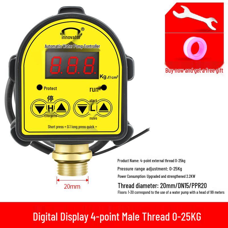 Fully Automatic 220V Electronic Pressure Switch for Household Water Pumps with Smart Digital Display and Adjustable Settings