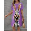 Summer Fashion Cute Rabbit Colorful Animal Printed Dress Ladies Loose  Casual Oversized Comfortable Dress