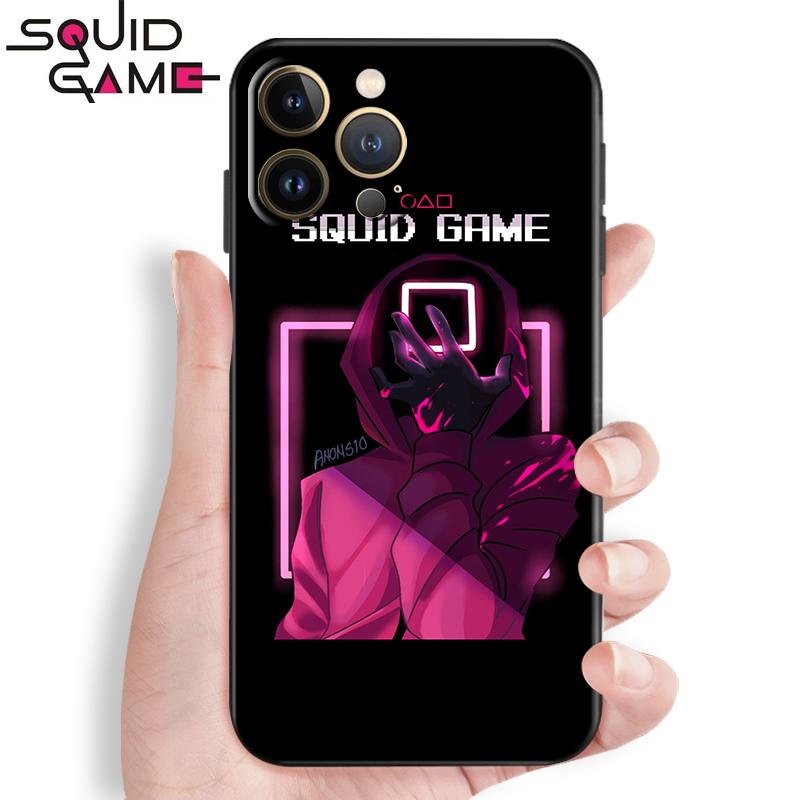 Чехол для телефона с изображением кальмара для Apple iPhone 13 12 11 Pro Mini X XR XS Max 5 5S 6 6S 7 8 Plus SE 2020, чехол из жидкого кремния с черной задней панелью