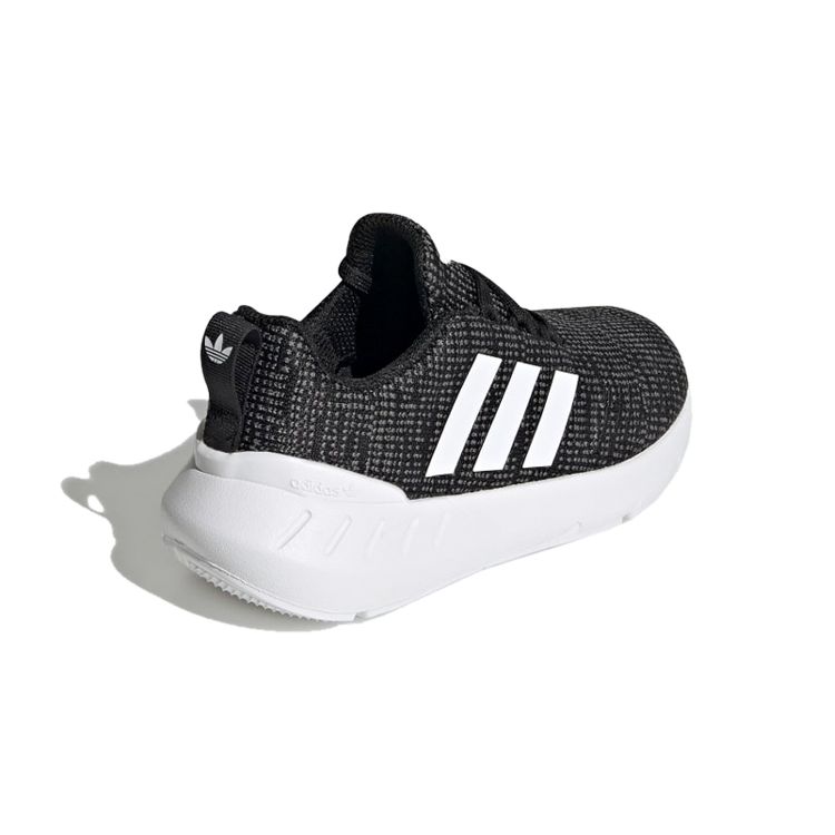Adidas Swift Run 22 Little Kid Черно-белые детские кроссовки Core-Black Cloud-White Grey-Five GW8180