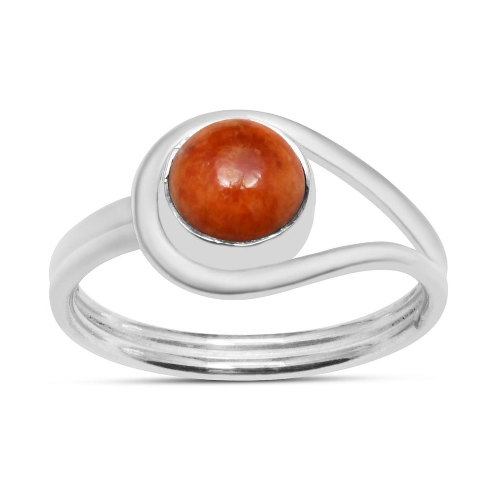 Кольцо с натуральным оранжевым бирюзовым камнем, серебро 925 пробы, эффектное кольцо, круглый драгоценный камень, ювелирные изделия ручной работы, подарок на Пасху, размер кольца - 5
