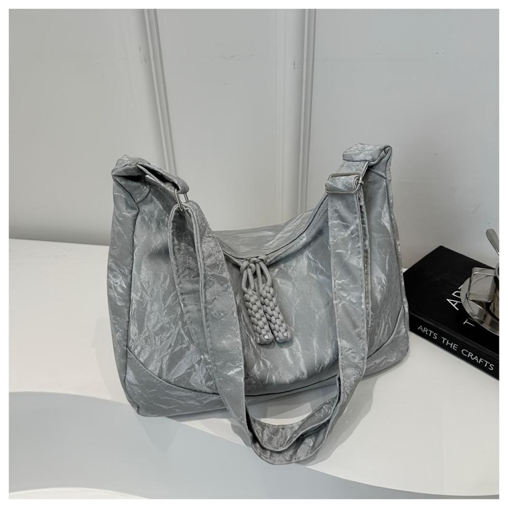 Large Capacity Casual Shoulder Bag for Women Summer Fashion Tote with Adjustable Strap, Polyester, Zip Closure, Minimalist Tote Durable Tote