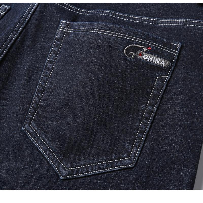 Мужские зимние эластичные утепленные джинсы мужские утолщенные свободные прямые теплые с флисом мужские брюки