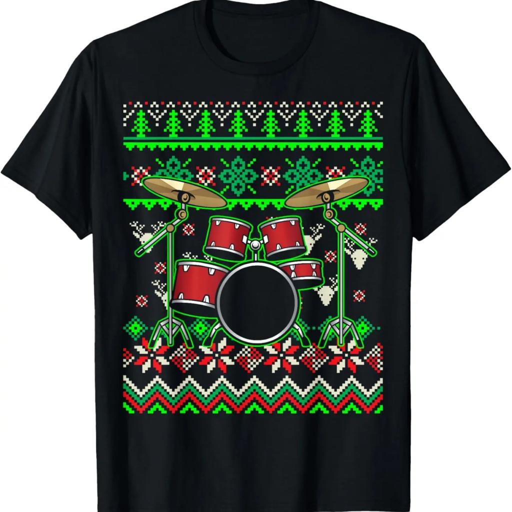 Drummer Musical Instrument Ugly Christmas Drums T-Shirt