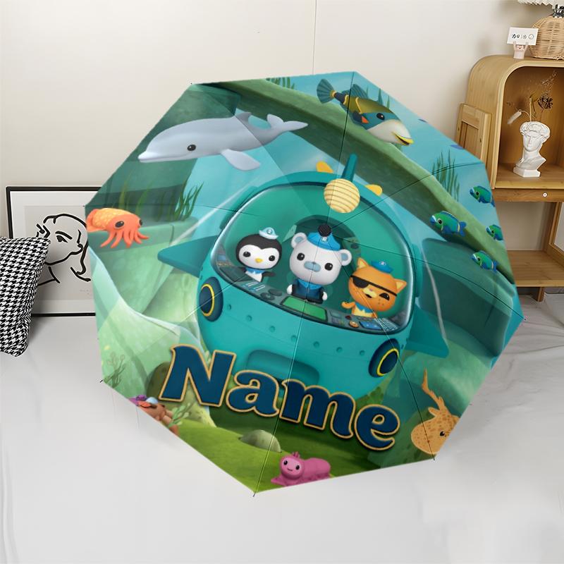 Custom Name Octonauts Theme Automatic Umbrella, Lightweight & Portable, 8 Rib, Perfect for Outdoor Travel, Birthdays, Christmas, Gifts.
