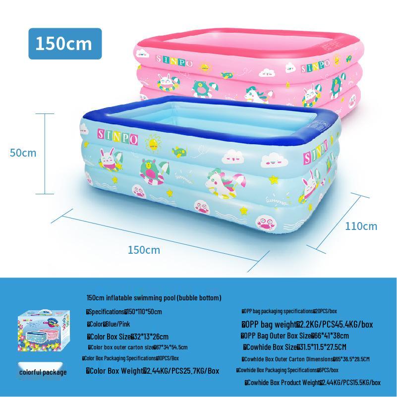 Large Foldable Inflatable Pool for Kids & Adults - Home & Outdoor Water Play