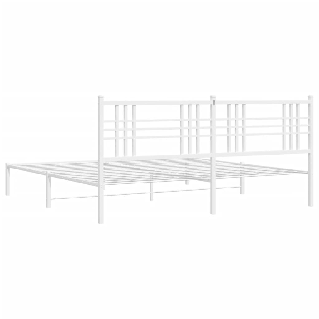 Металлический каркас кровати с изголовьем Белый 200 x 200 см