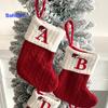 Рождественский чулок с вышитой буквой и подвесной веревкой, тонкая работа, рождественский чулок, праздничное рождественское украшение