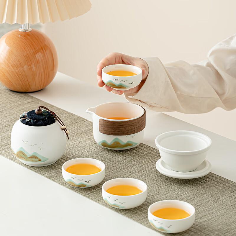 Xunyi Yanhe Qingshan Black Coarse Pottery Travel Tea Set