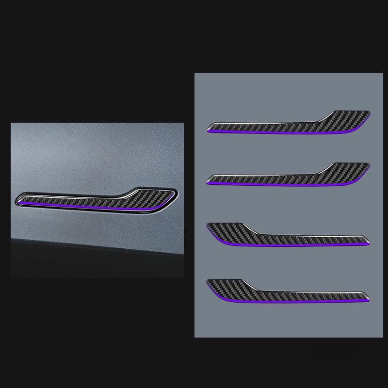 Наклейки на внешние ручки дверей из черного карбона для Tesla Model 3/Y (2017-2022 гг.)