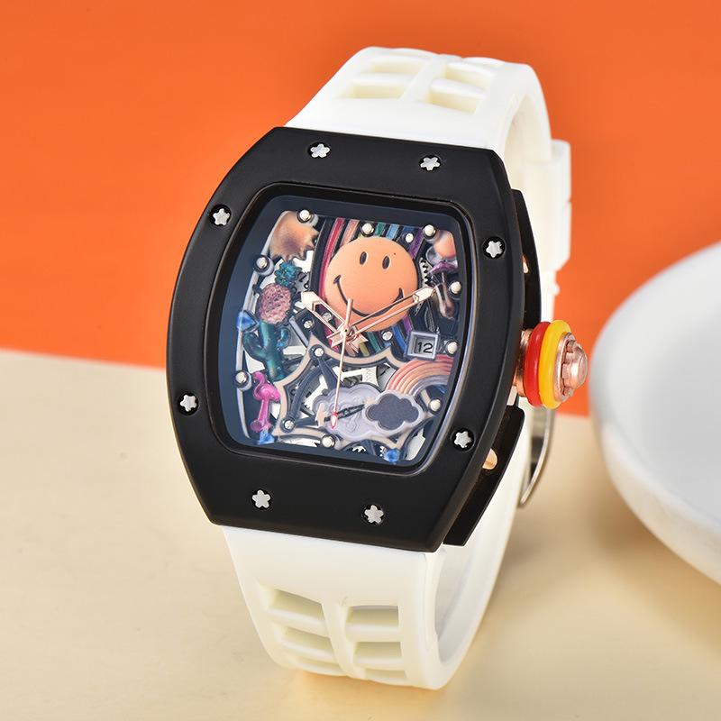 Мужские кварцевые часы из чистого белого вина с циферблатом в форме бочки, календарем и секундной стрелкой