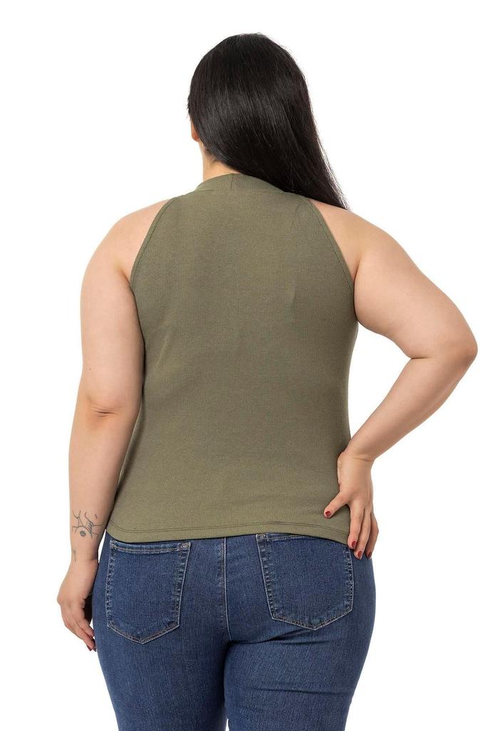 Женский стиль, большой размер, боди, большие размеры, воротник с лямкой на шее, полуводолазка, ребристая камзол, зеленое боди