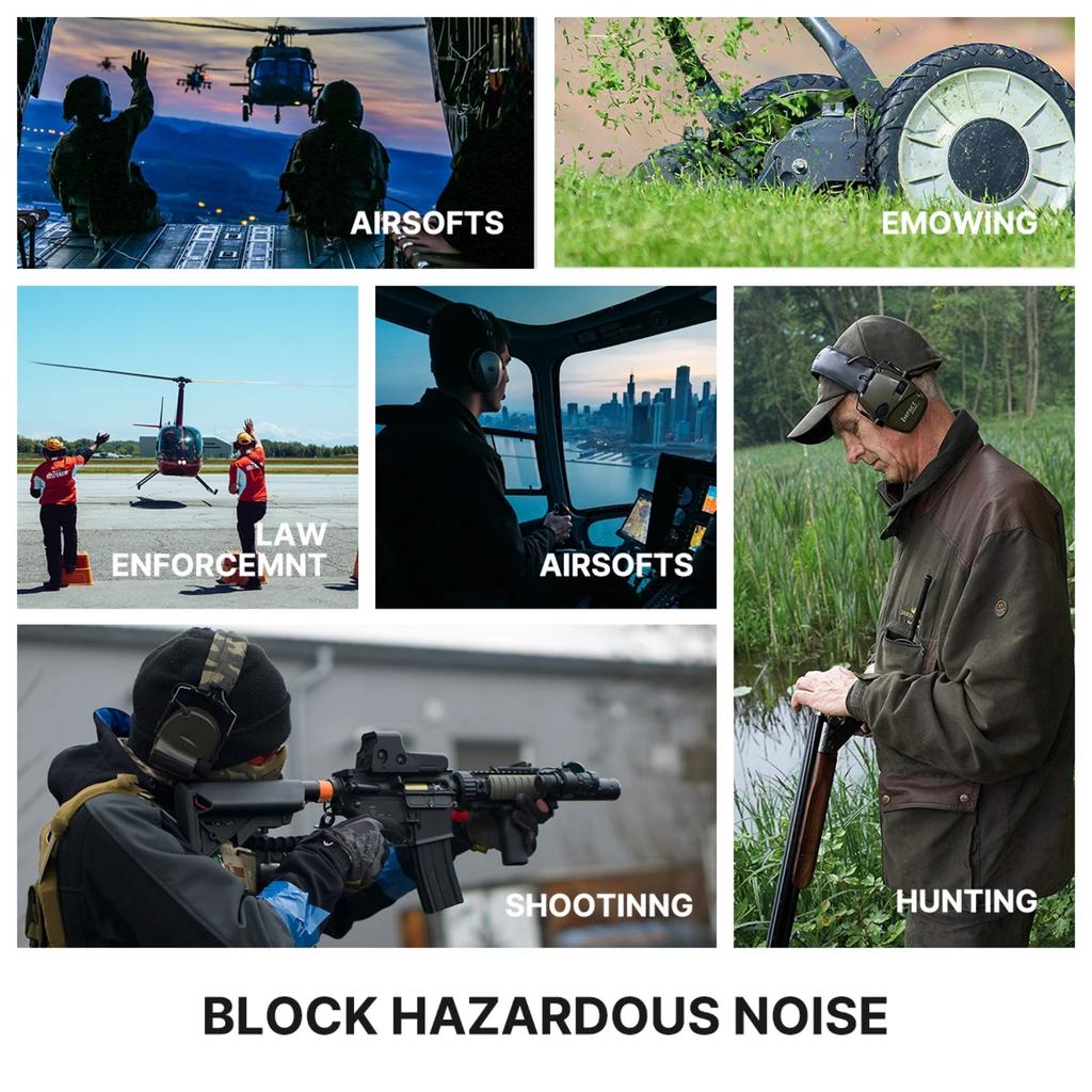 Professional Electronic Earmuffs NRR 23dB - Smart Noise Reduction & Sound Amplification Up To 82dB for Shooting/Hunting