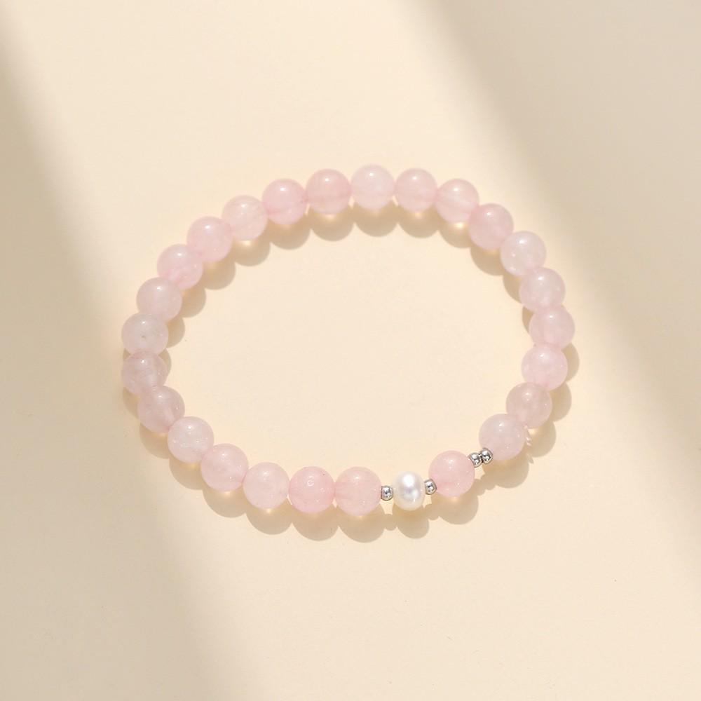 Женский браслет S925: Японский и корейский стиль с барочным жемчугом, розовым кварцем, уникальный дизайн, бижутерия ручной работы из бусин