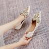 Fashion Wedding Shoes 2025 Autumn New Women's Shoes Plus Size 43 Lace-up Pearl Gentle Single Shoes Fashion Party Footwear Zapatos Mujer
