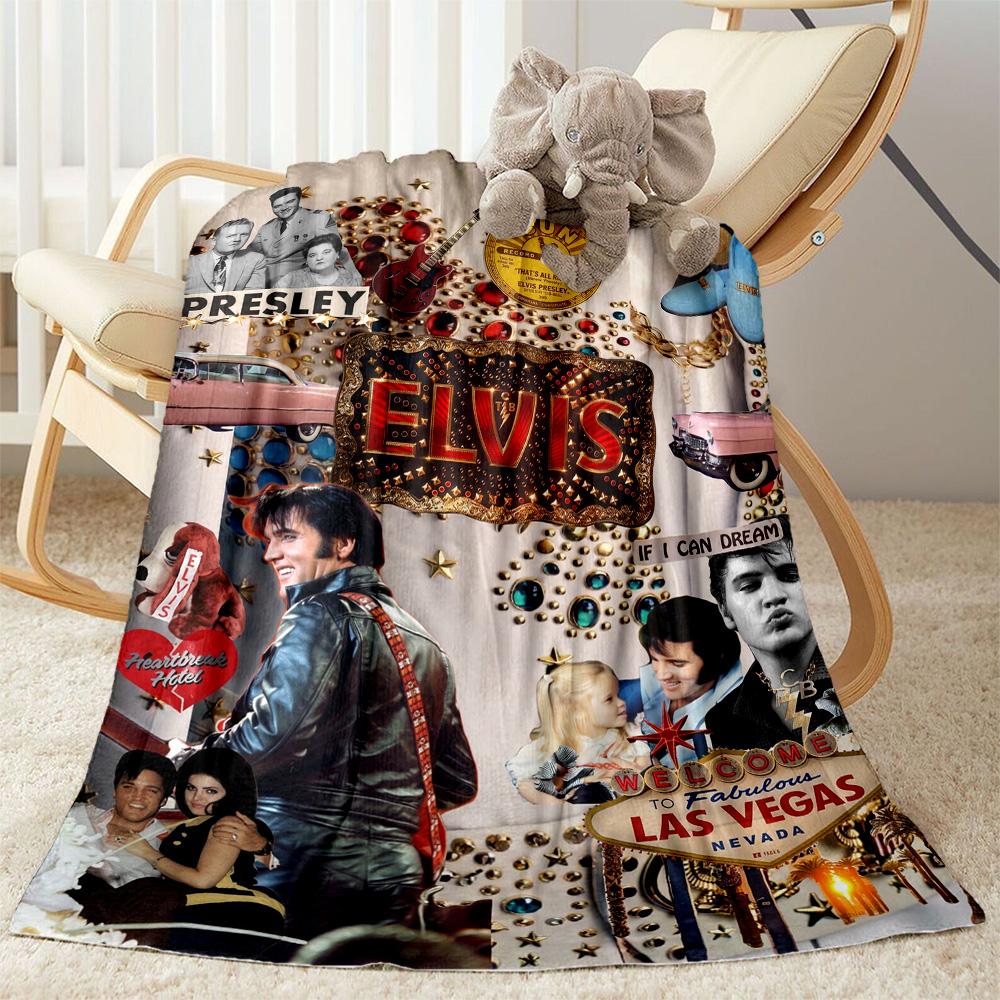 Elvis Presley Las Vegas Blanket Comfortable Perfect for Office Chair Seaside Chair Four Seasons Multipurpose Stylish Decor
