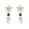 Стразы Рождественские серьги Снежинка Рождественские висячие серьги Модные серьги Снеговик Женщины