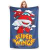 Мягкое плюшевое одеяло Super Wings с мультяшным рисунком для мальчика и девочки, фланелевое покрывало для гостиной, мягкое и теплое, изготовленное на заказ своими руками, качественное покрывало на кровать.