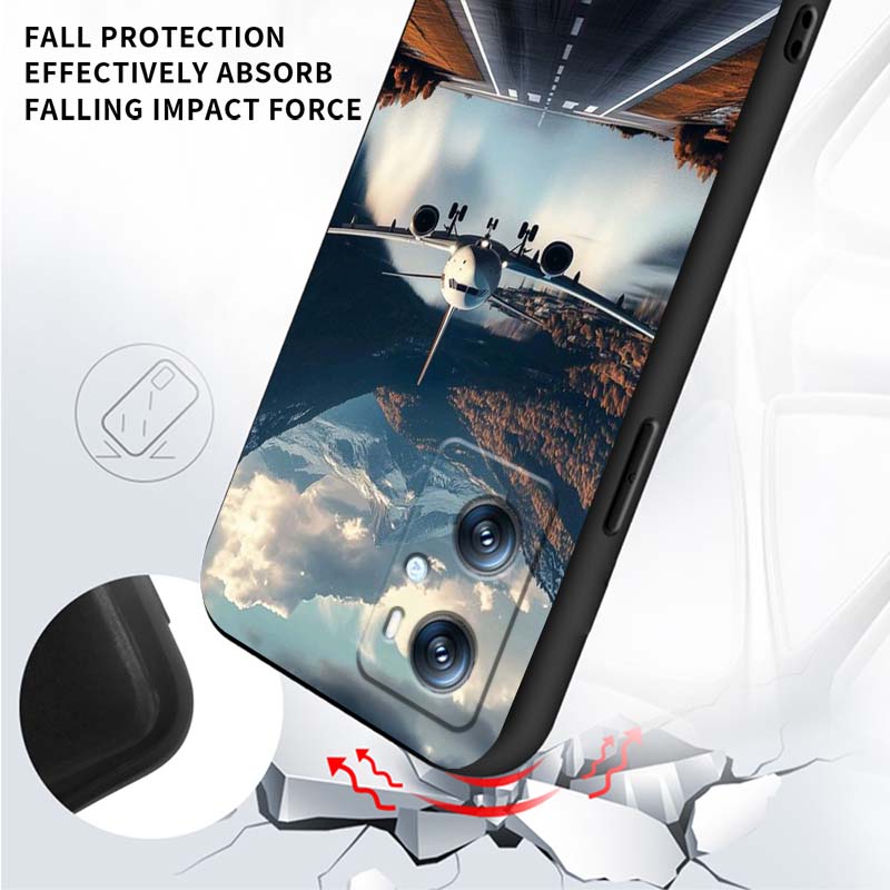 Модный Чехол для Телефона с Рисунком Самолета Для OPPO Reno 5 6 7 A96 A40 A58 Realme GT A74 A78 Neo2 A74 A78 Find X5 X3 X7 X8 Черный