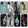 Black Tpu Case for Iphone 5 5s Se 2020 6 6s 7 8 Plus X 10 XR XS 11 12 Mini Pro MAX Back Musical Notes Violin Classical Music