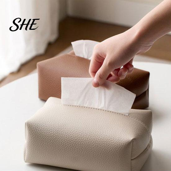 Collapsible Storage for Dormitory PU Leather Tissue Box, Multi-Purpose Desktop Organizer, Durable Case Office Compact Foldable Napkin Dispenser, Desk