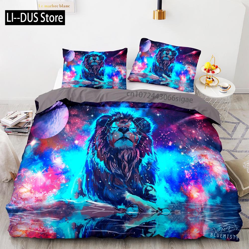 Beast lion Bedding Set Single Twin Full Queen King Size Animal Bed Set Aldult Kid Bedroom Duvetcover Sets 3D Print 036
